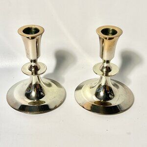Pair Vintage Candlestick Holder Gold Tone Dirilyte Dirigold Candle Taper